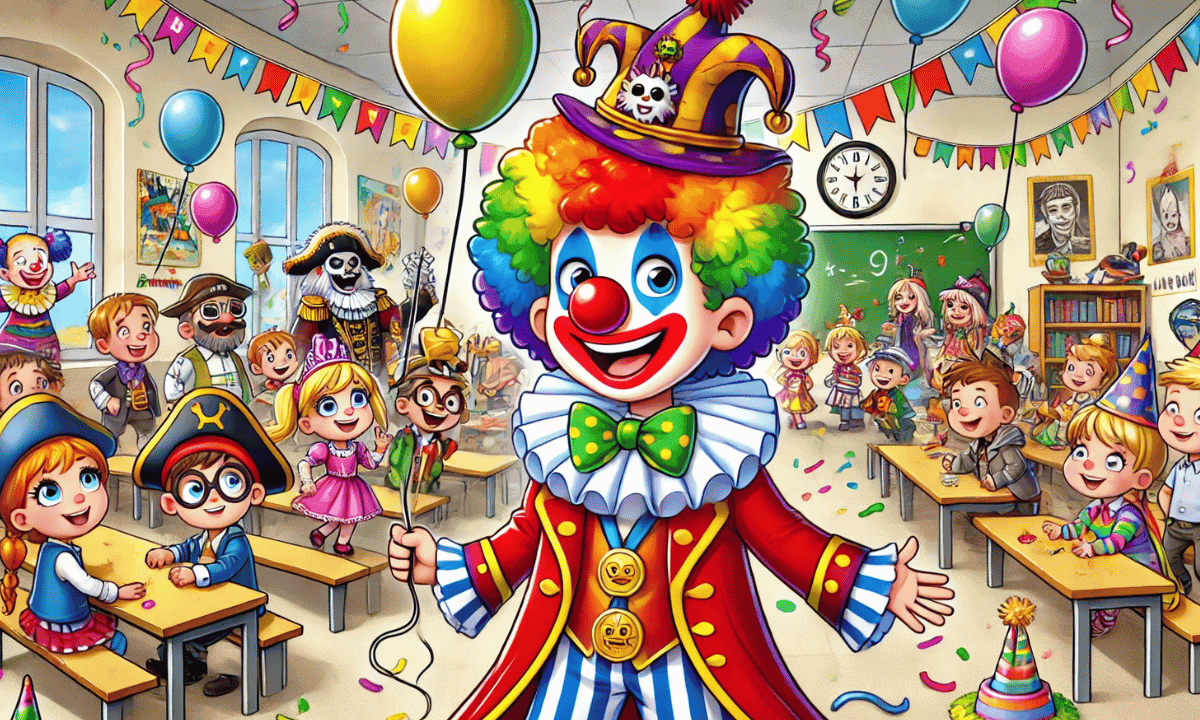 Berni, der fröhliche Clown – Karnevalsparty in der Schule