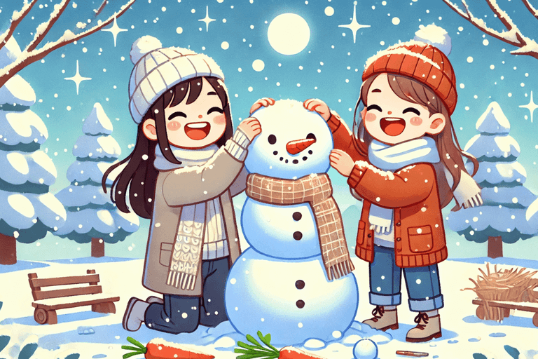 Der erste Schneemann von Lea & Elsa