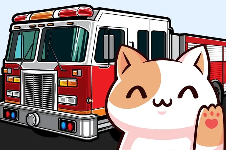Ein Kätzchen trifft die Feuerwehr