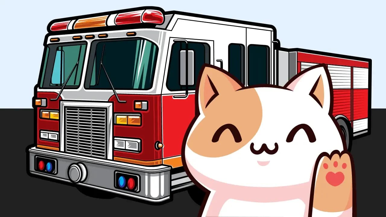 Ein Kätzchen trifft die Feuerwehr