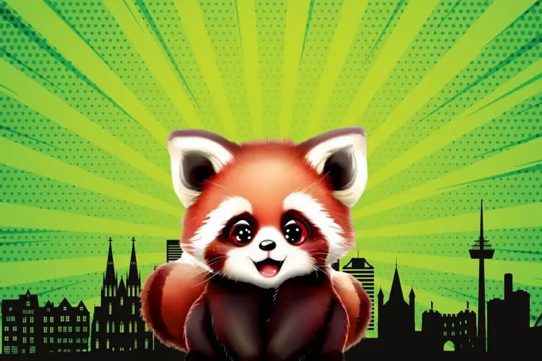 Der rote Panda Rudi, der coole Köln-Abenteurer