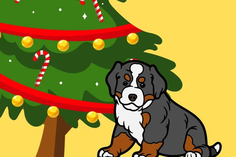 Ein Welpe unterm Weihnachtsbaum