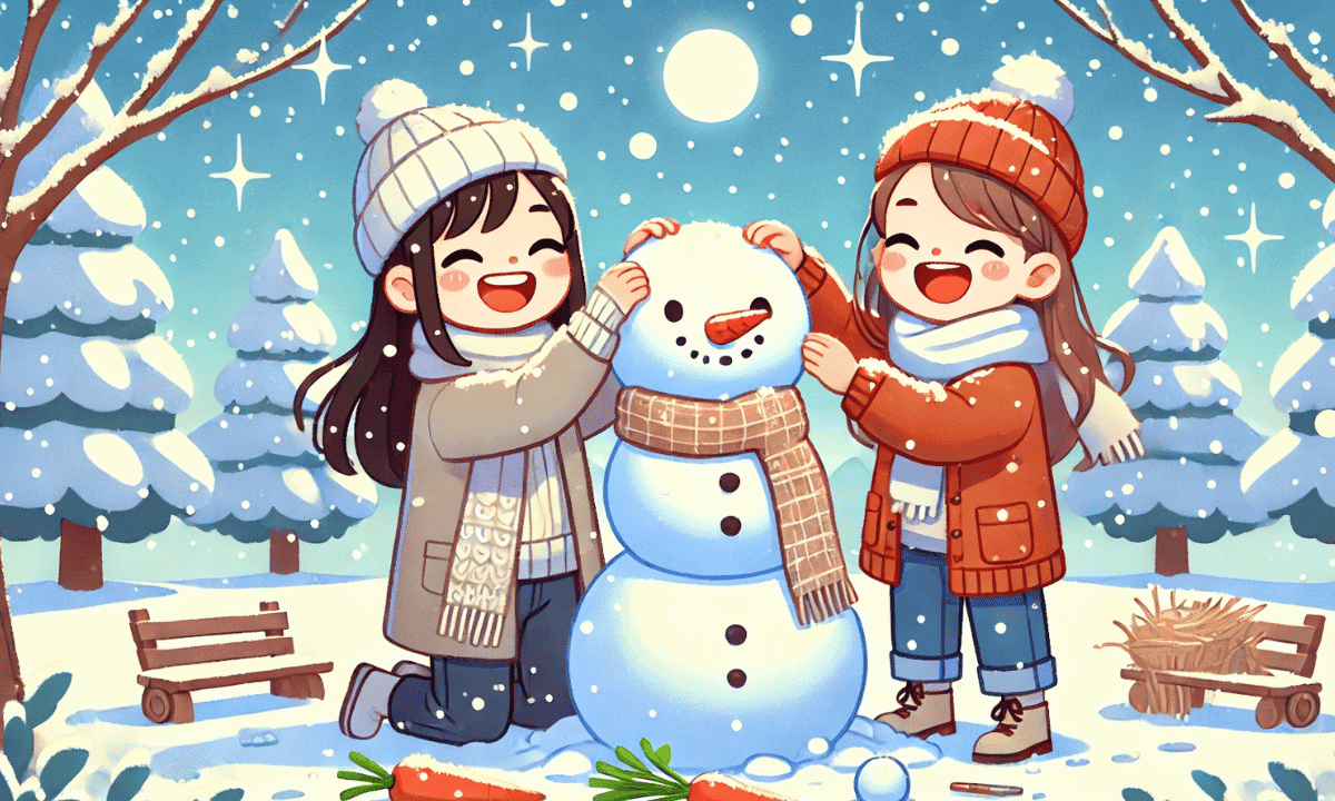 Der erste Schneemann von Lea & Elsa