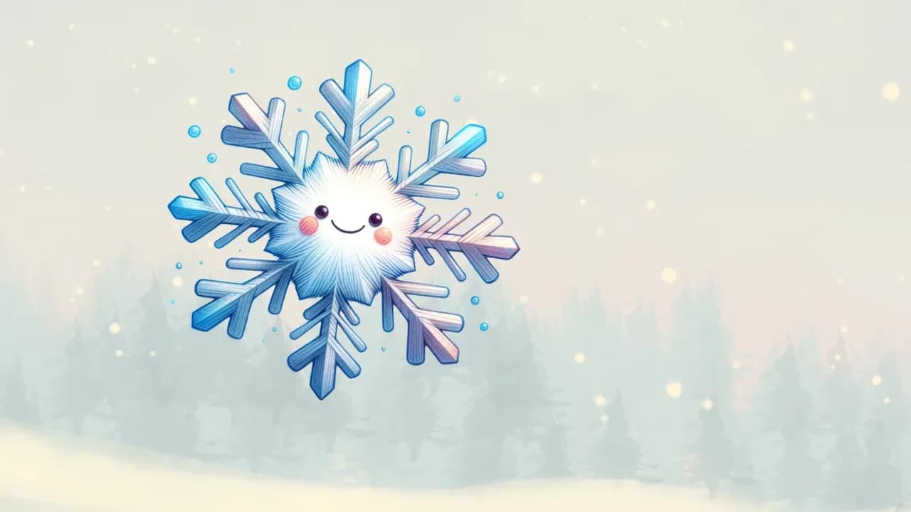 Eine kleine Schneeflocke entdeckt Weihnachten