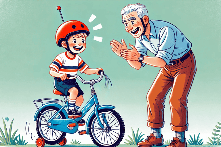 Fridolin lernt das Fahrradfahren