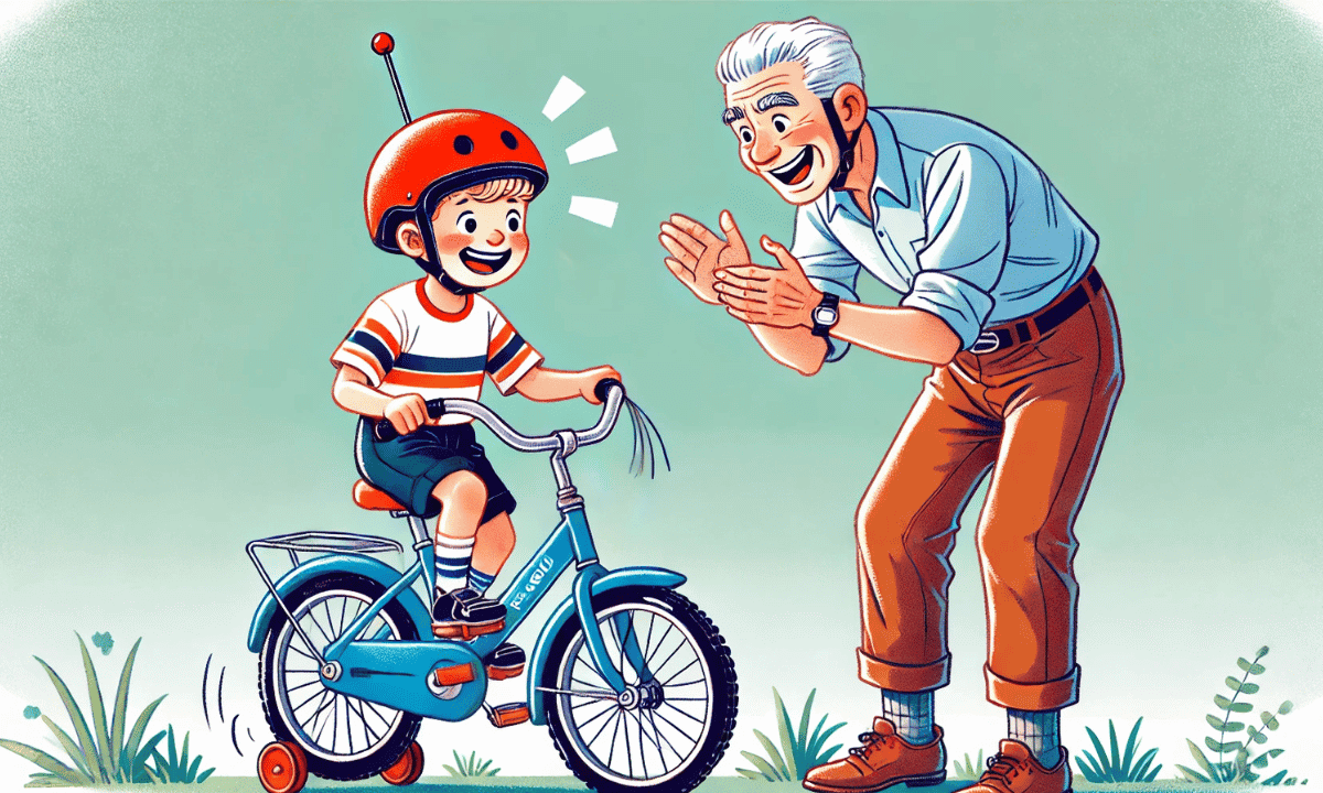 Fridolin lernt das Fahrradfahren